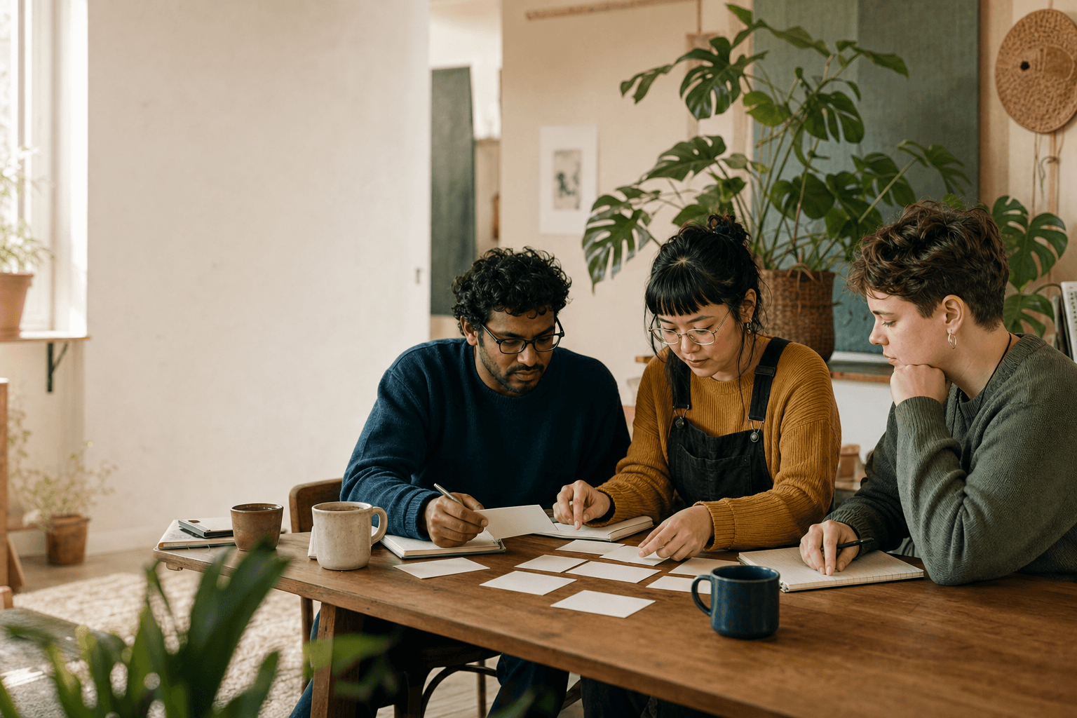 Autistic adults work together around a table to shape priorities